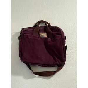 Lands End Canvas Square Rigger Briefcase/ Messenger USA Made Maroon